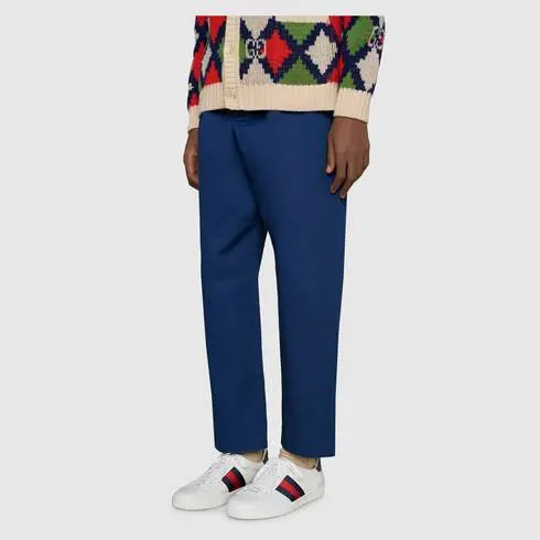 Alternative view of Giày Gucci Ace Leather 'White Blue' 386750-02JR0-9072