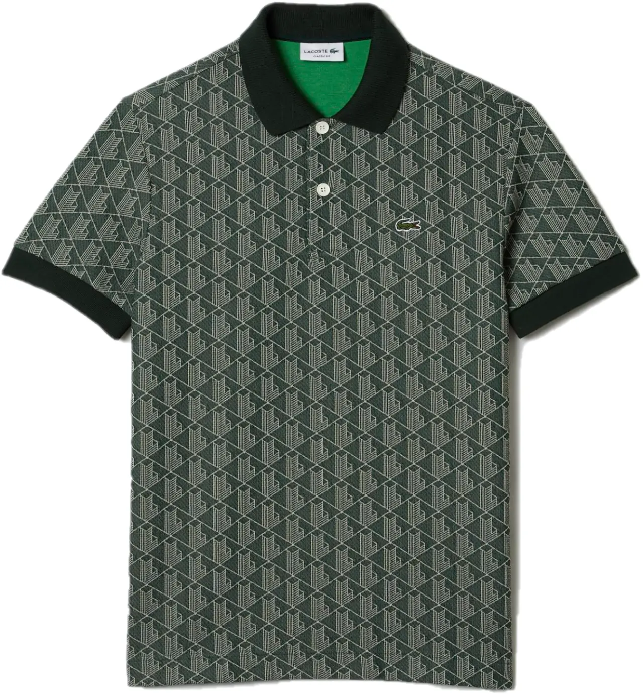 Ao Lacoste Classic Fit Print Contrast Collar 'Green' DH0073-7M4