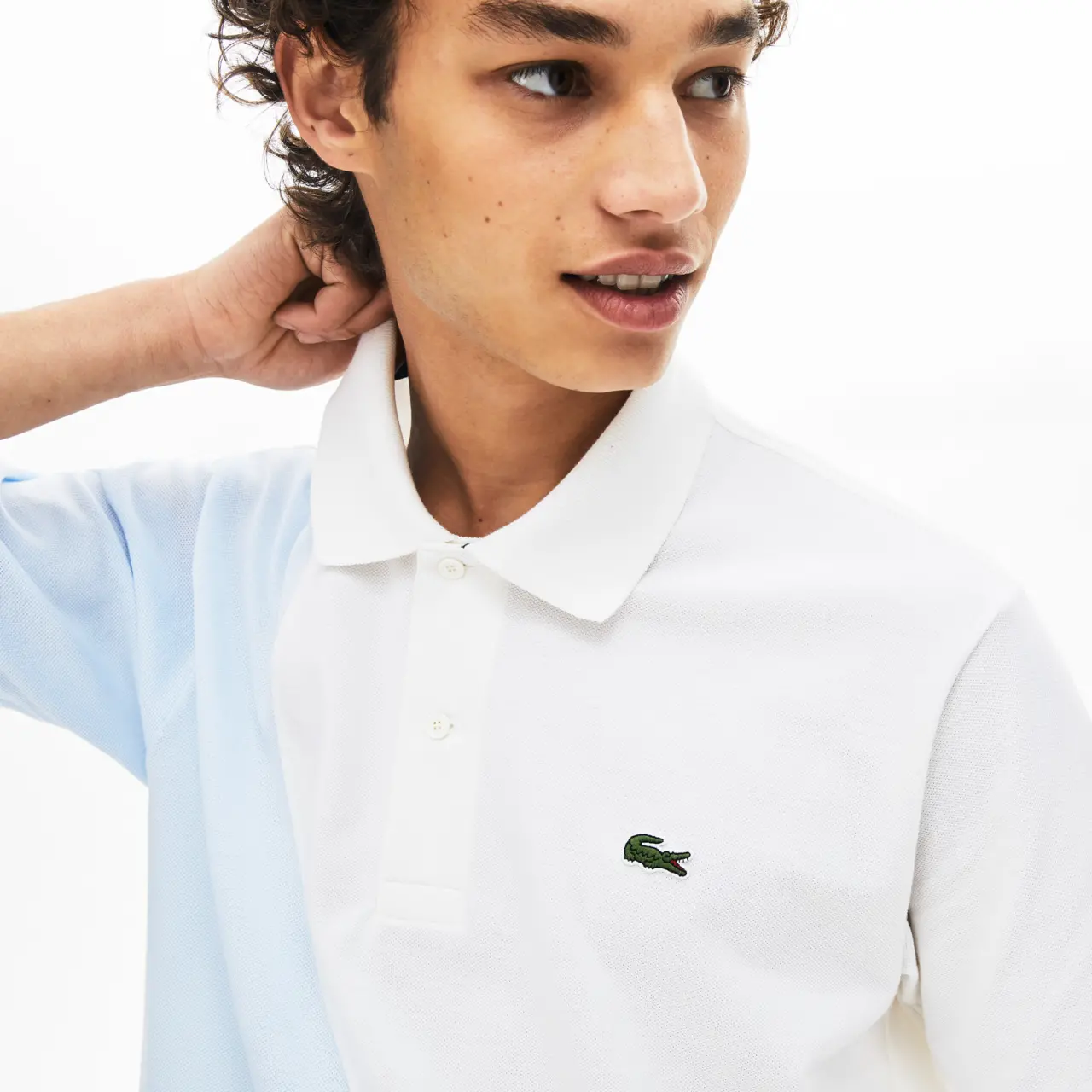 Ao Lacoste Pique Polo Shirt 'Light Blue Navy' PH8526-ZDJ