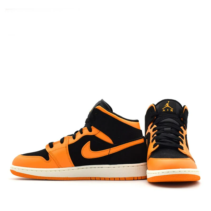 Giày Nike Air Jordan 1 Mid GS 'Black Orange' 554725-081 - Ảnh 5