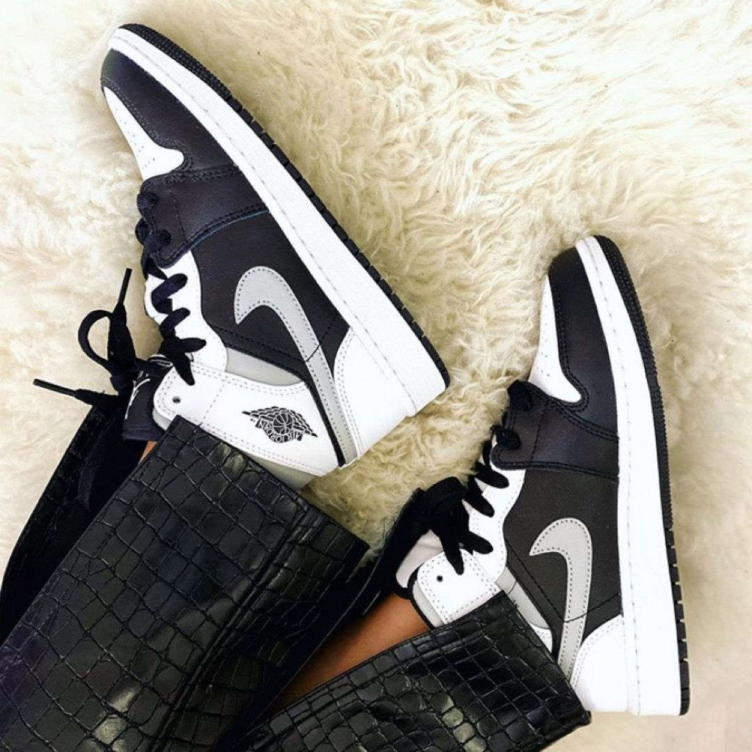 Giày Nike Air Jordan 1 Mid GS 'White Shadow' 554725-073 - Ảnh 3