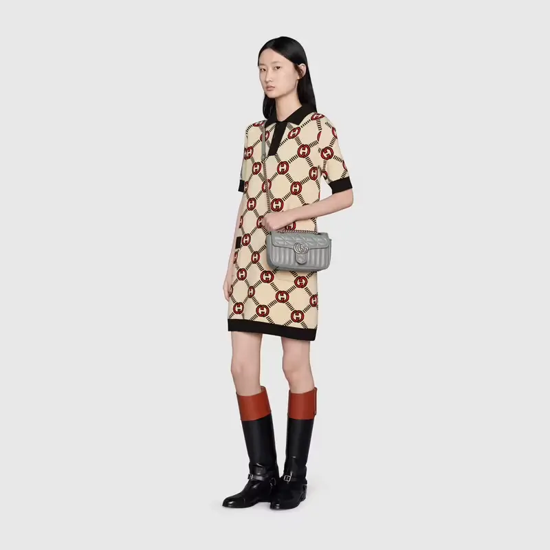 Alternative view of Túi Gucci GG Marmont Mini Shoulder Dark Grey Leather ‎446744-UM8AN-1711