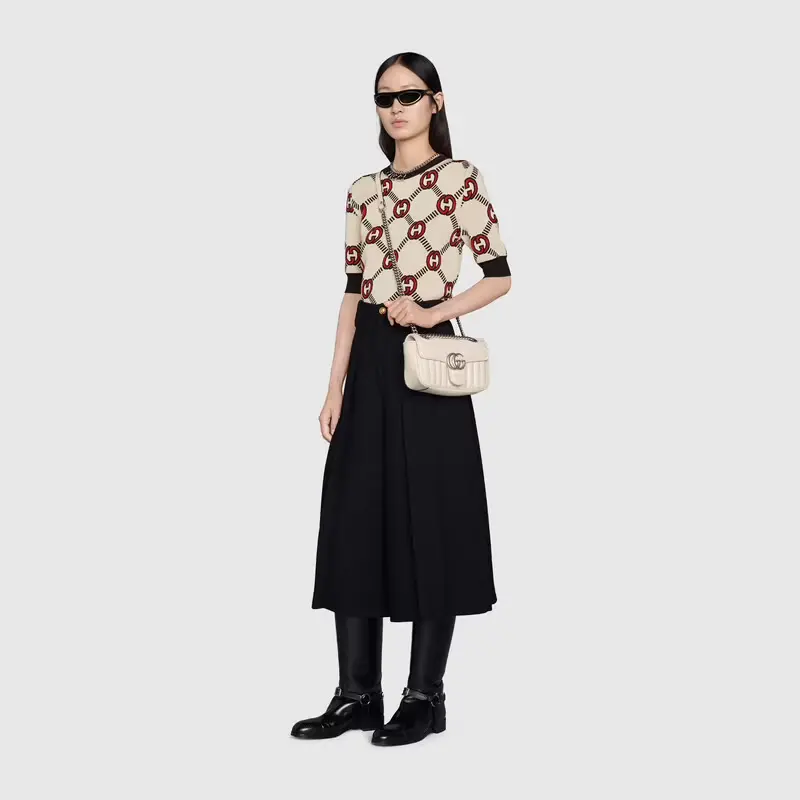Alternative view of Túi Gucci GG Marmont Mini Shoulder White Leather ‎446744-UM8AN-9022