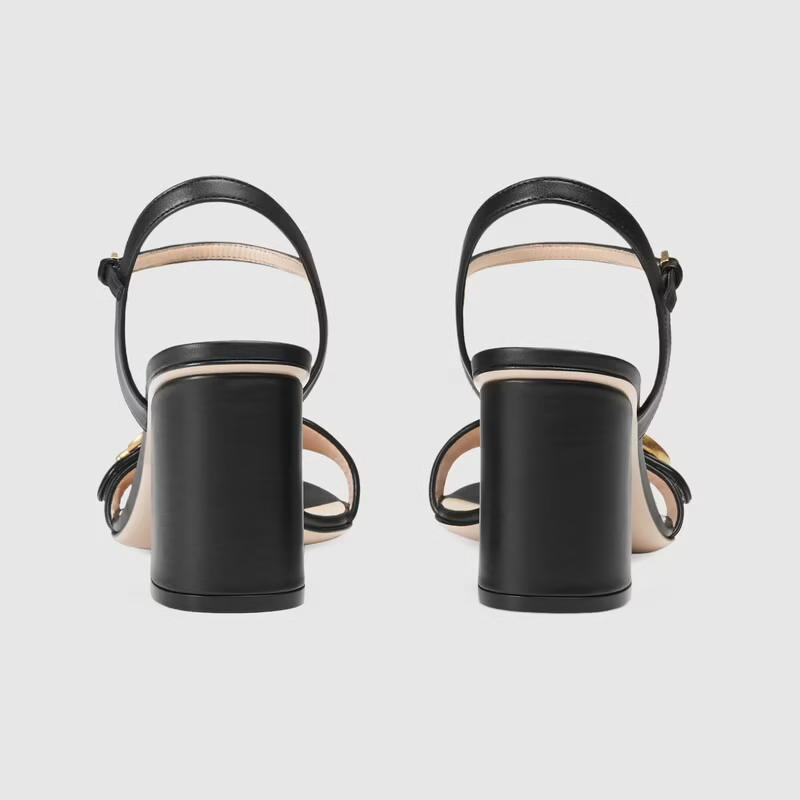 Giày Gucci Leather Mid-heel Sandal 453379-A3N00-1000 - Ảnh 6