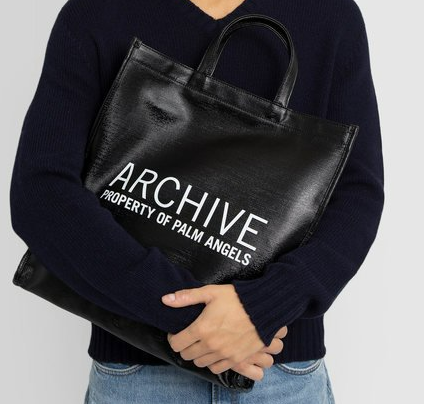 Túi Palm Angels Black Archive Shopper Tote PMNA053F21LEA0011001 - Ảnh 4