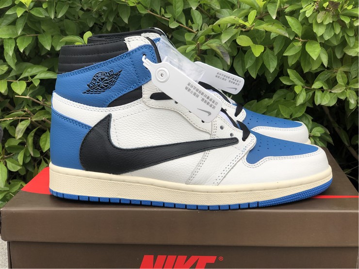 Giày Nike Fragment Design x Travis Scott x Air Jordan 1 Retro High 'Military Blue' DH3227-105 - Ảnh 7