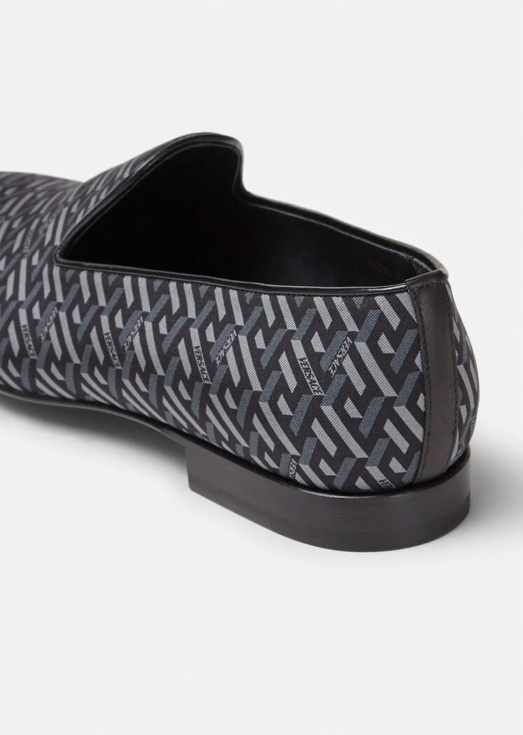Giày Versace La Greca Jacquard Slippers Black Gray DSU6488-1A01742-5B050 - Ảnh 4