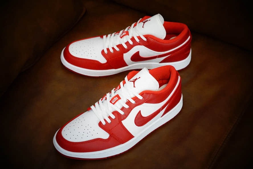 Giày Nike Air Jordan 1 Low Gym Red White (GS) 553560-611 - Ảnh 3