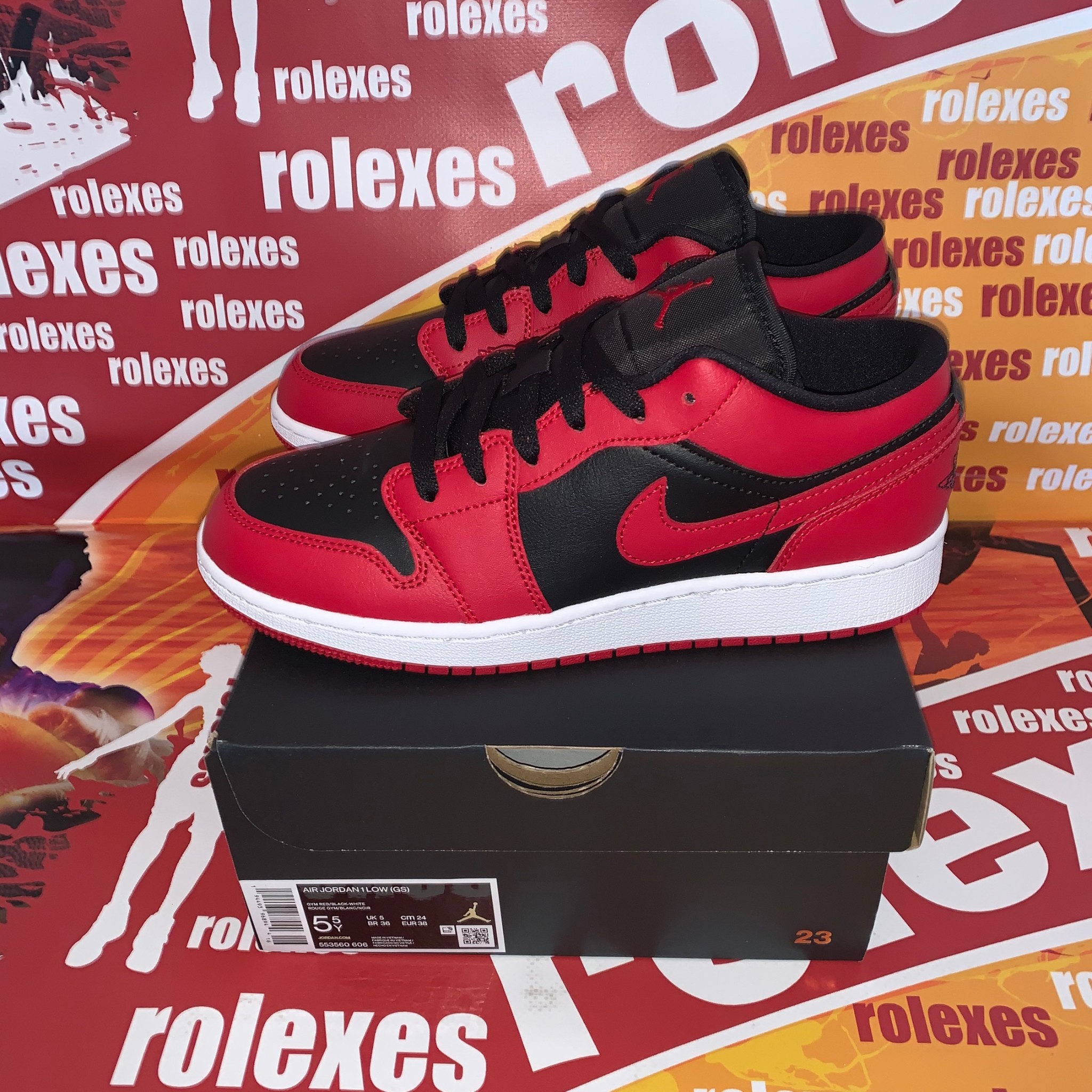 Giày Nike Air Jordan 1 Low GS 'Reverse Bred' 553560-606 - Ảnh 5