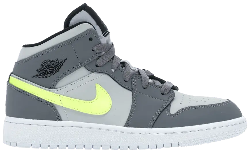 Giày Nike Air Jordan 1 Mid GS 'Gun Smoke Volt' 554725-072