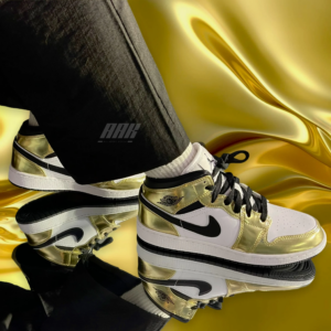 Alternative view of Giày Nike Air Jordan 1 Mid SE GS 'Metallic Gold' DC1420-700