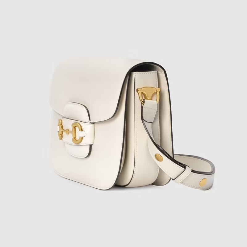 Túi Gucci Horsebit 1955 Shoulder White Leather 602204-1DB0G-9022 - Ảnh 4