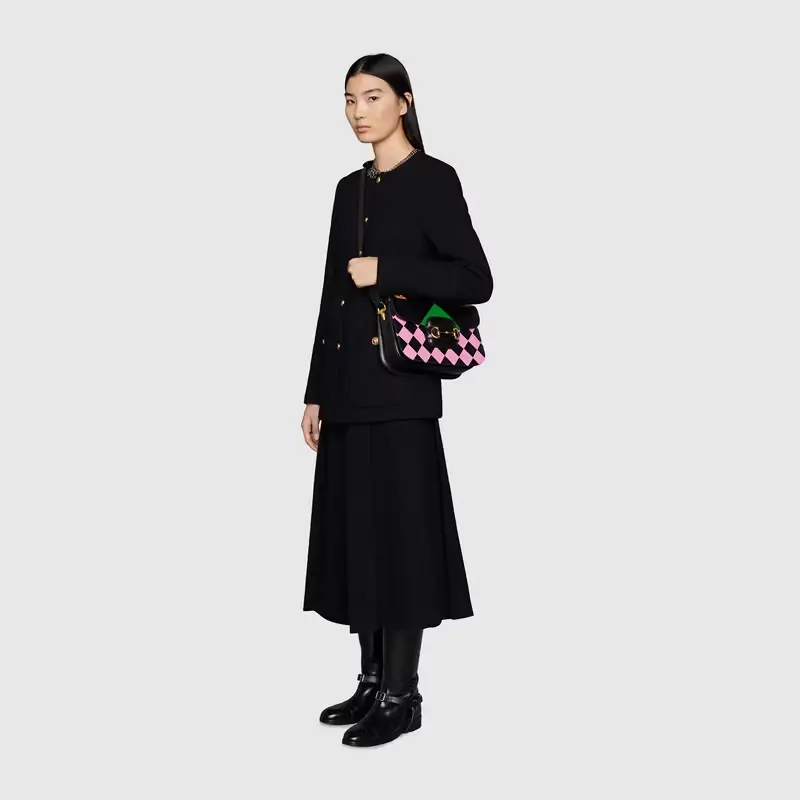 Alternative view of Túi Gucci Horsebit 1955 Shoulder Black Leather 602204-UQKAG-1058
