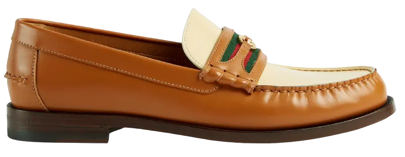 Giày Gucci Men's loafer with Interlocking G 'Cognac White Leather' ‎‎644724-17X20-2261