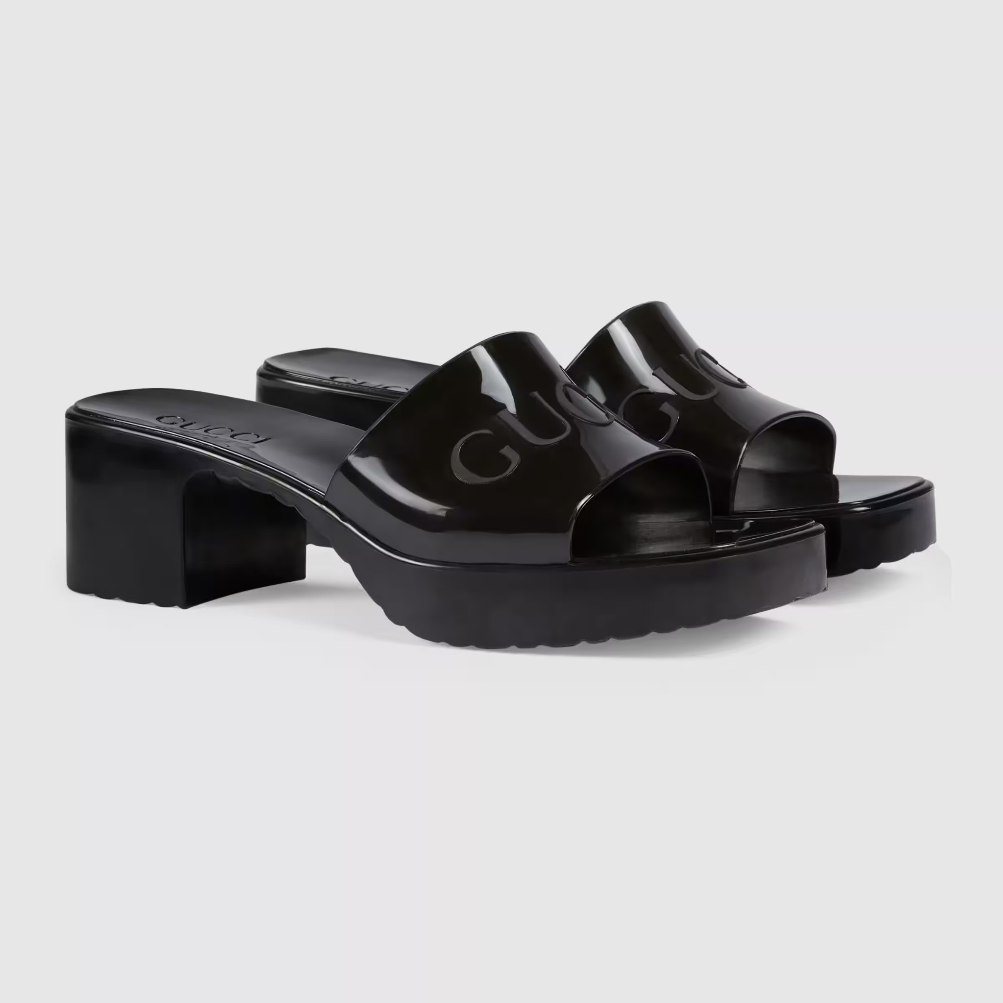 Dép Gucci Womens Rubber Slide Sandal 'Black Rubber' 624730-J8700-1000 - Ảnh 3