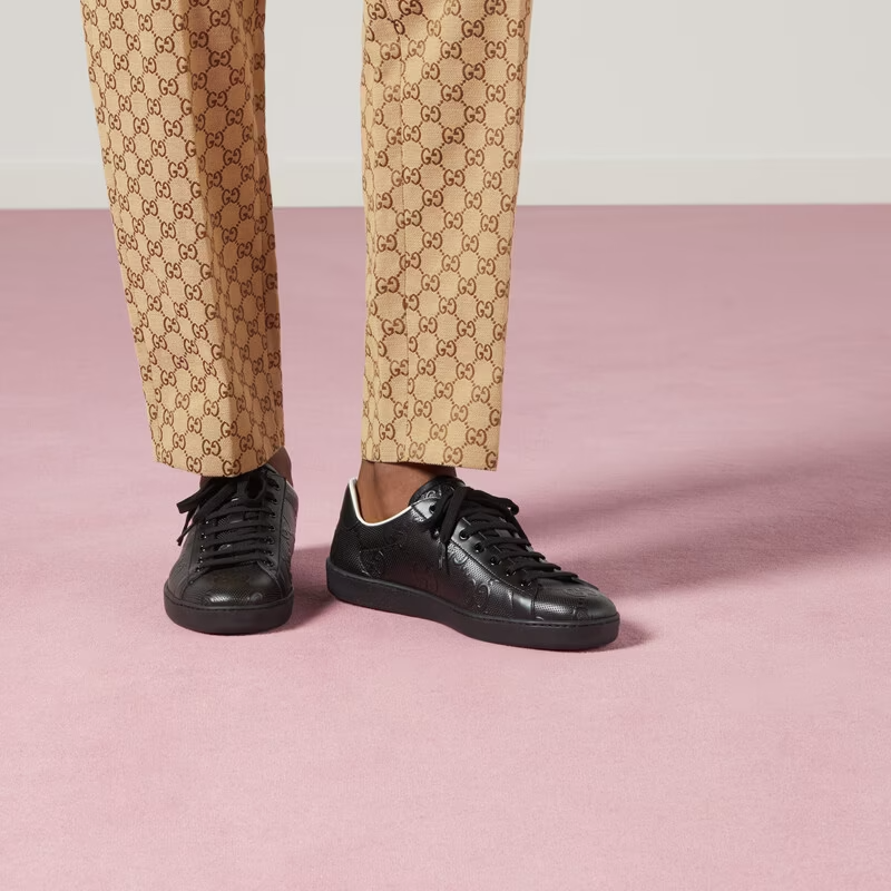 Giày Gucci Ace 'GG Embossed Black' 625787 1XK10 1000 - Ảnh 3