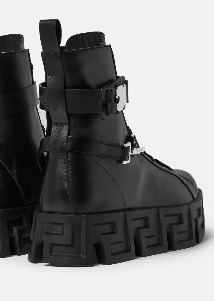 Giày Versace Greca Labyrinth Leather Boots Black 1000791-1A00633-1B00B - Ảnh 5