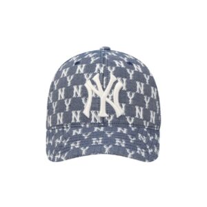 Mũ MLB Monogram Blue Jacard Curve Adjustable Cap NY 32CPFE011-50N
