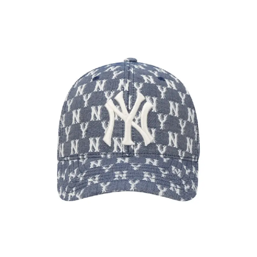 Mũ MLB Monogram Blue Jacard Curve Adjustable Cap NY 32CPFE011-50N