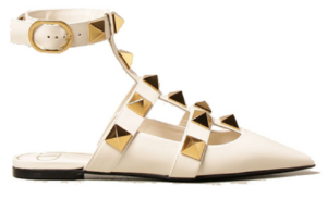 Giày Valentino Roman Stud Ballerina 'White Gold' VW0S0BY5ZWMI16