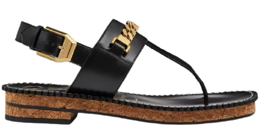 Dép Gucci Women's Thong Sandal with Chain ‎655558-A3N00-1000