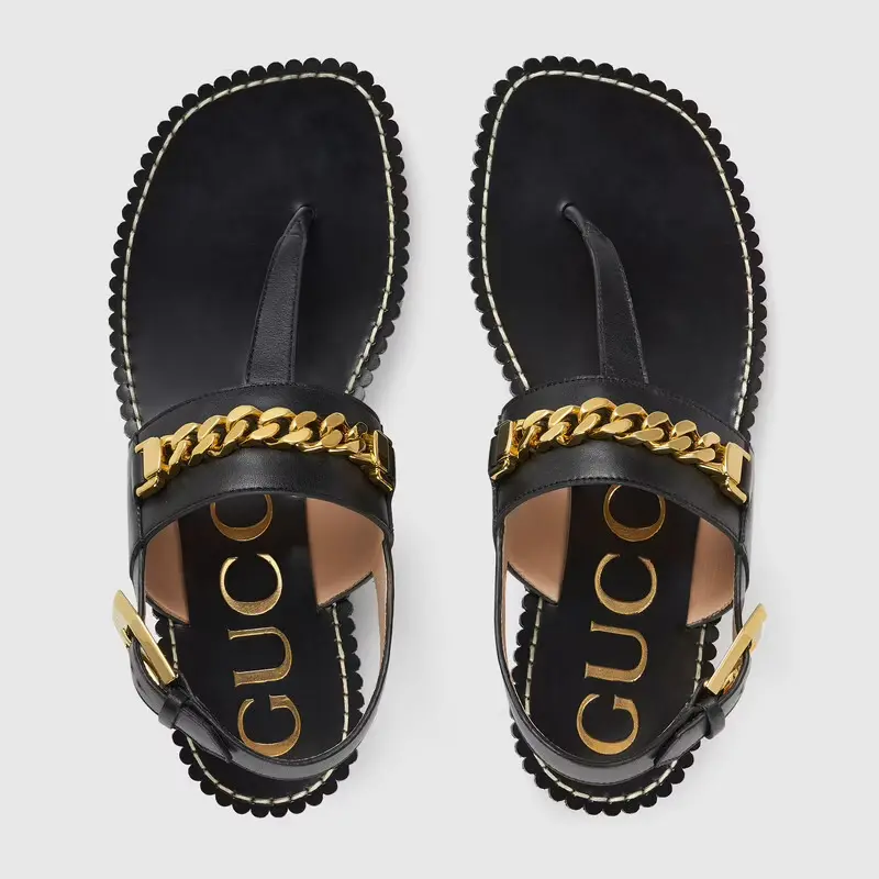 Alternative view of Dép Gucci Women's Thong Sandal with Chain ‎655558-A3N00-1000