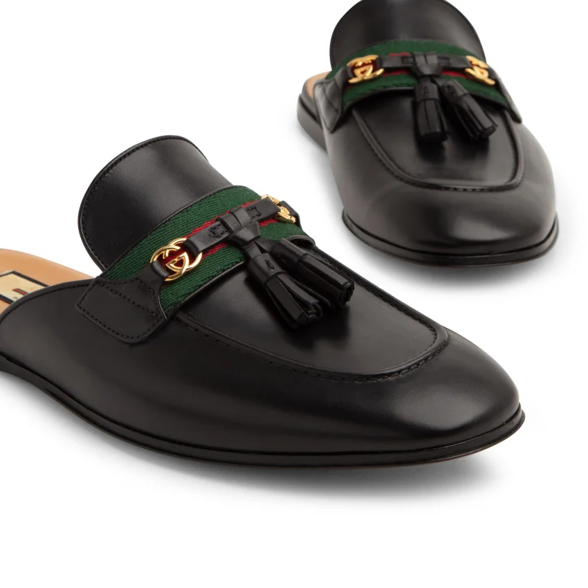 Giày Gucci Web Slippers 'Black' 6555801W6101066 - Ảnh 3