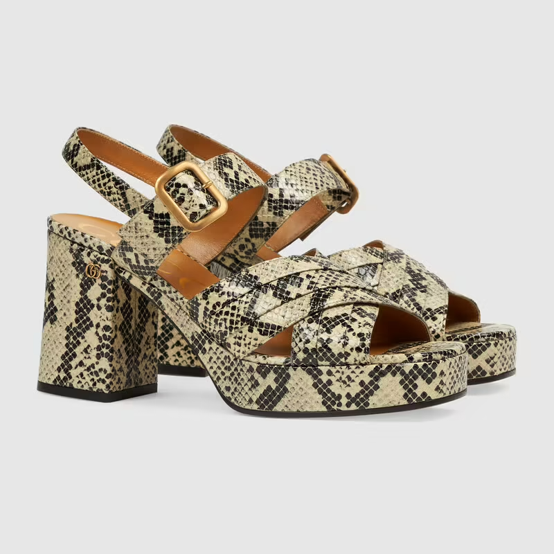 Giày Gucci Women's Python Print Sandal 656383-19Y00-9719 - Ảnh 4