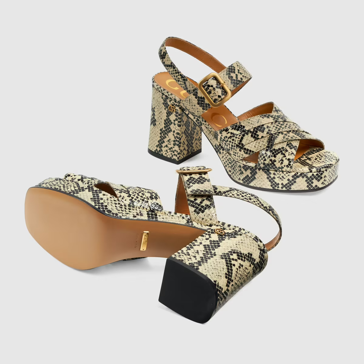 Giày Gucci Women's Python Print Sandal 656383-19Y00-9719 - Ảnh 5