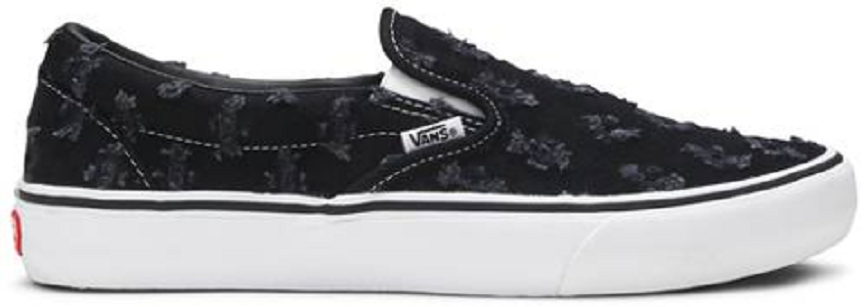Giay Vans Supreme x Slip-On 'Black Hole Punch Denim' VN0A38DD2DC