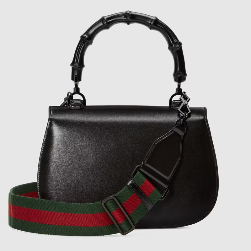 Túi Gucci Medium Top Handle With Bamboo Black Leather 672206-10ODP-1060 - Ảnh 6