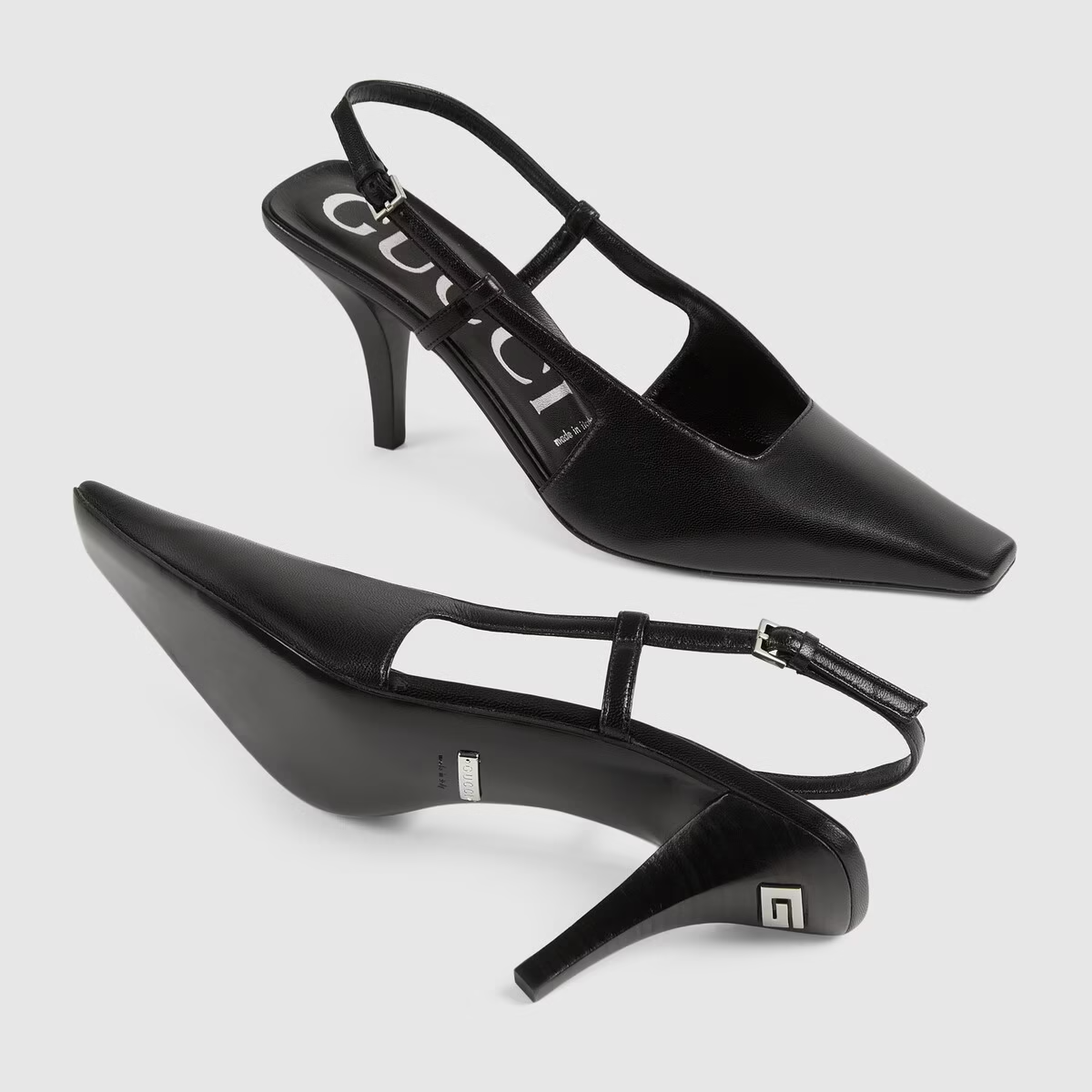 Giày Gucci Women's Slingback Pump Black Leather 674666-C9D00-1000 - Ảnh 3