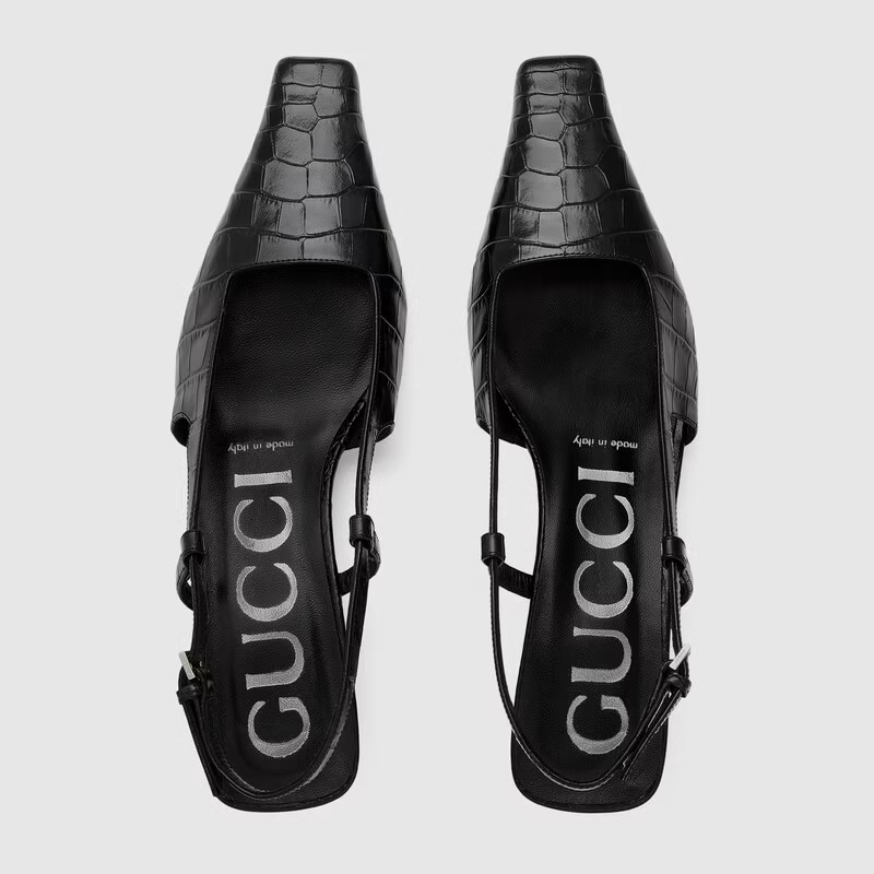 Giày Gucci Women's Crocodile Black Leather 679360-UKQ00-1000 - Ảnh 4