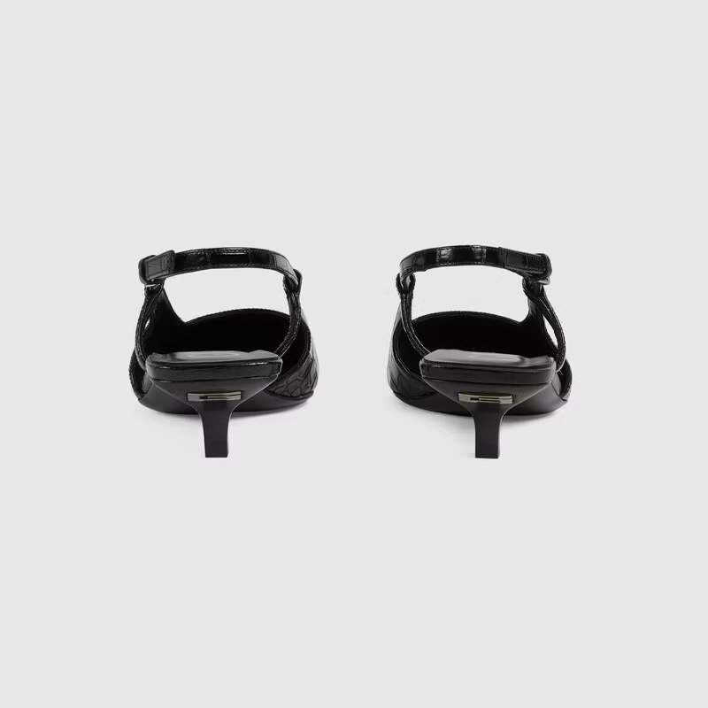 Giày Gucci Women's Crocodile Black Leather 679360-UKQ00-1000 - Ảnh 3