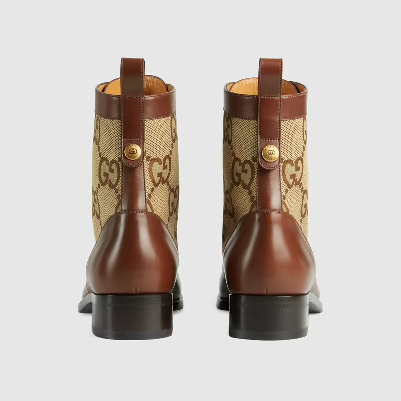 Giày Gucci Mens Lace Up Ankle Boot Maxi GG Canvas 680813-1W6F0-2272 - Ảnh 5