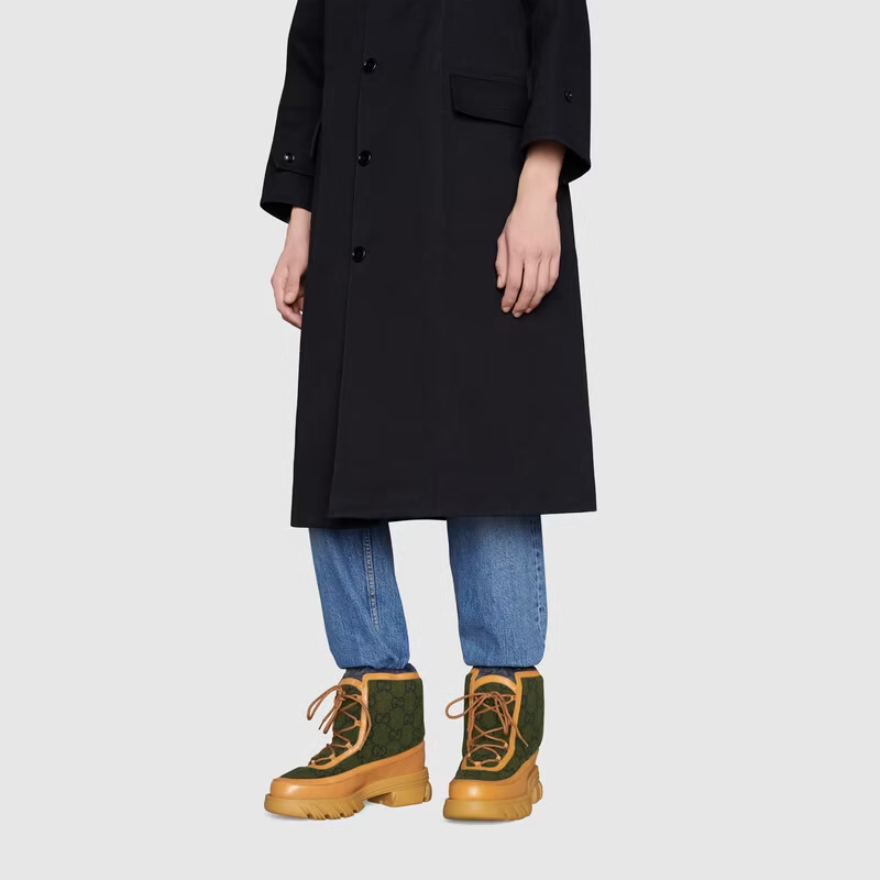 Giày Gucci GG Ankle Boot Light Brown Leather Trim 681796-2XN20-3362 - Ảnh 2