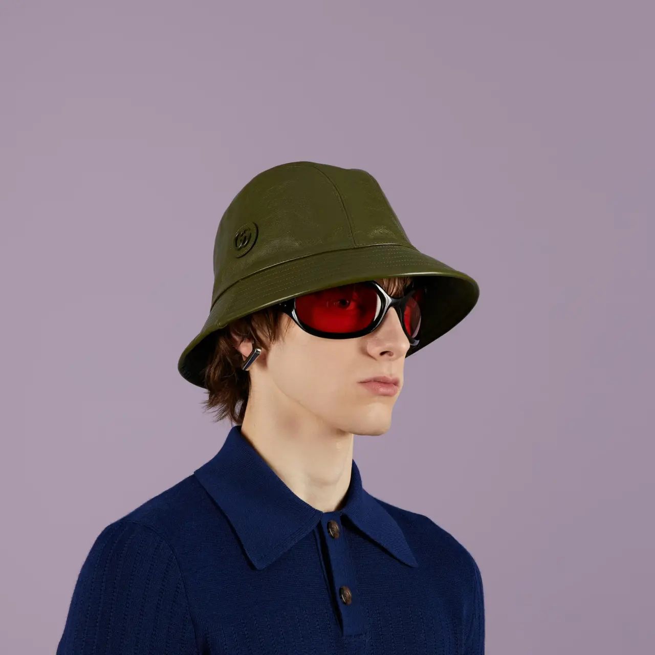 Mu Gucci Leather Bucket Double G 'Dark Green' 727239-4HAU4-3300