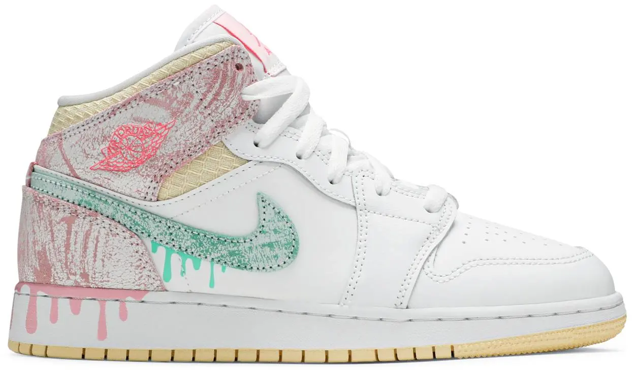 Giày Nike Air Jordan 1 Mid SE GS 'Paint Drip' DD1666-100