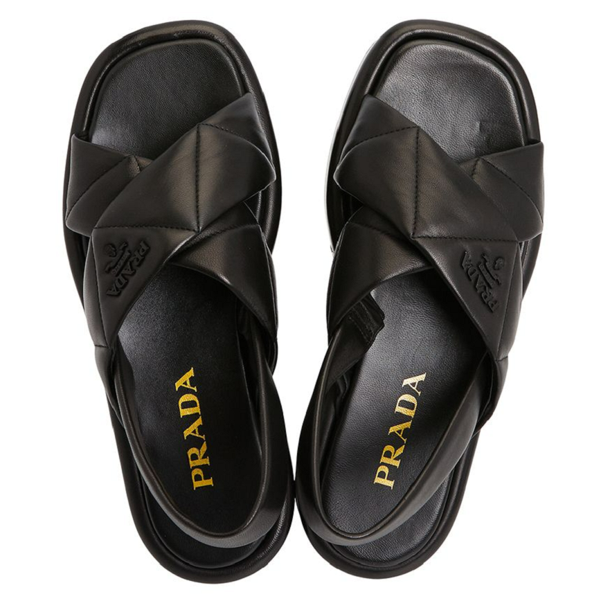 Dép Prada Logo Quilted Platform 'Black' 1XZ749 038 F0002 - Ảnh 4