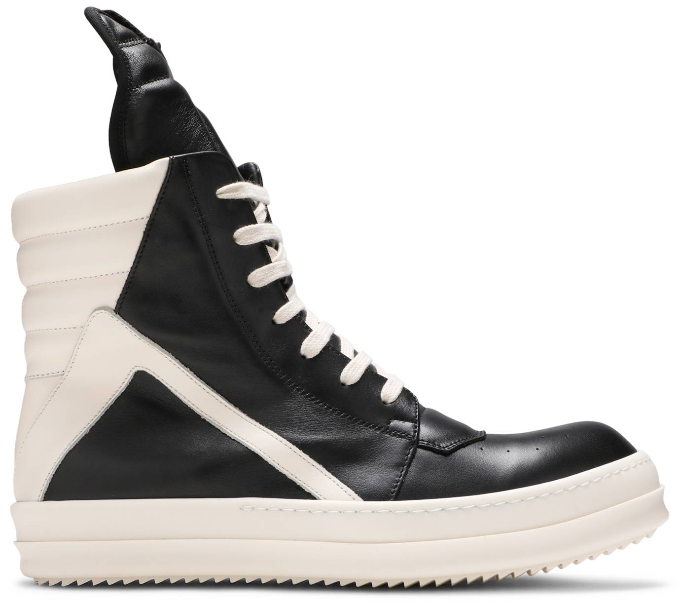 Giày Rick Owens Geobasket Leather 'Black Milk' RU02A5894 LPO-9111