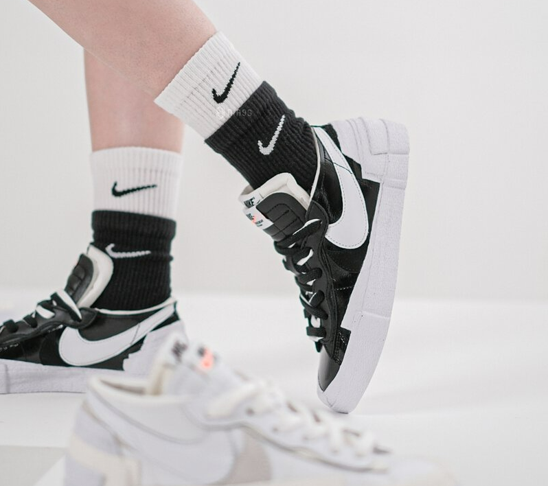 Alternative view of Giày Nike Blazer Low 'Sacai Black Leather' DM6443-001