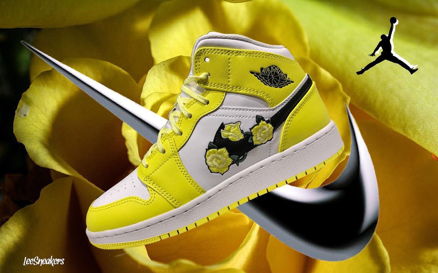 Giày Nike Air Jordan 1 Mid 'Dynamic Yellow Floral' AV5174-700 - Ảnh 4