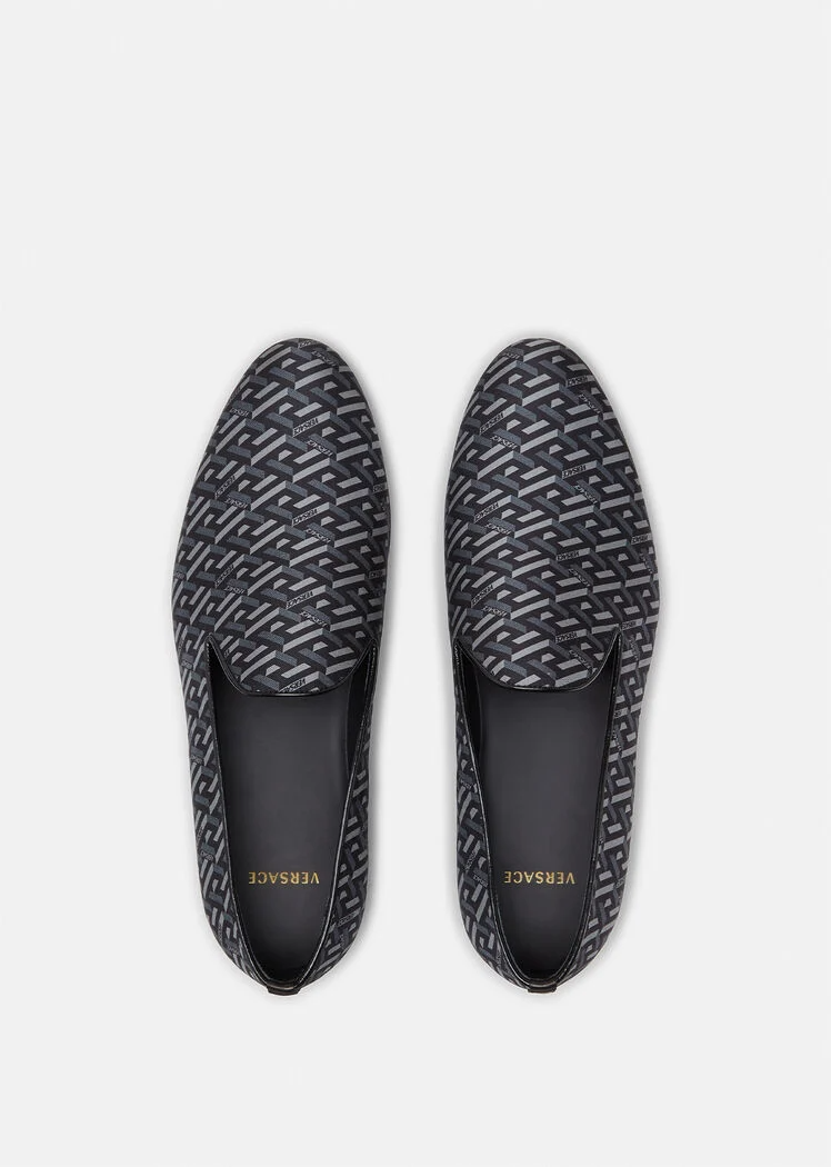 Giày Versace La Greca Jacquard Slippers Black Gray DSU6488-1A01742-5B050 - Ảnh 2