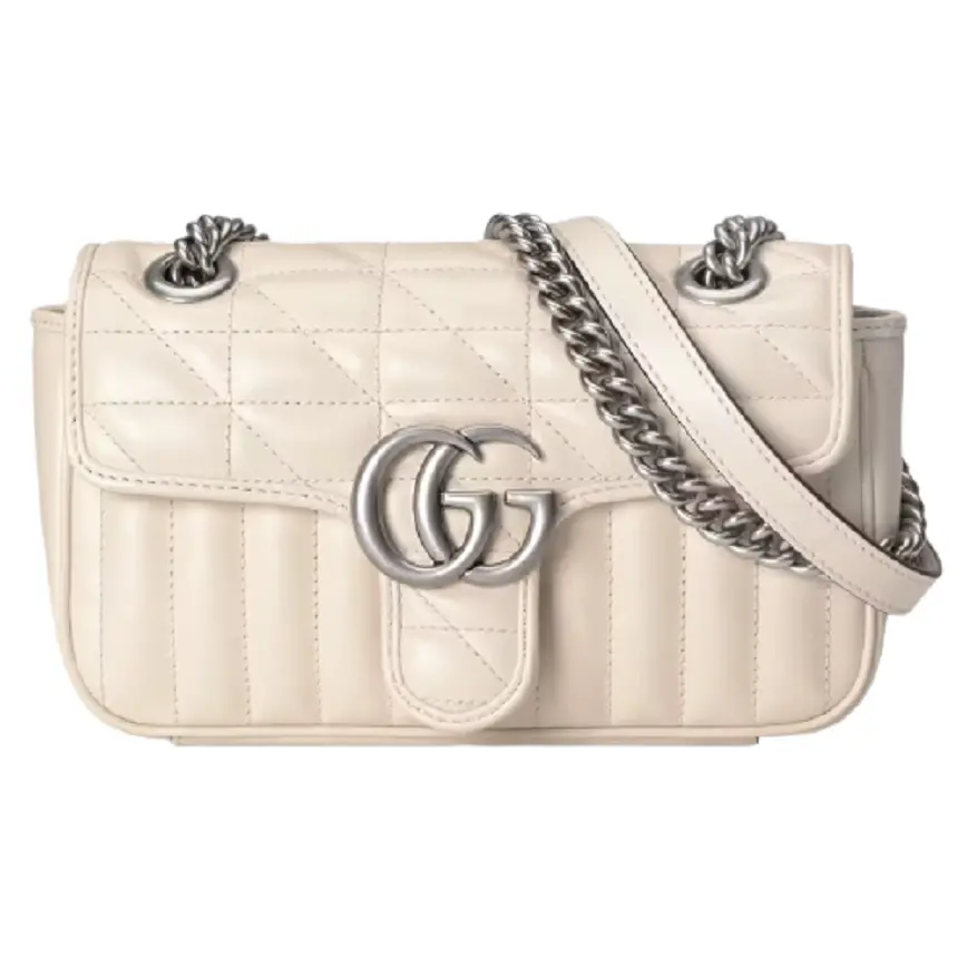 Túi Gucci GG Marmont Mini Shoulder White Leather ‎446744-UM8AN-9022