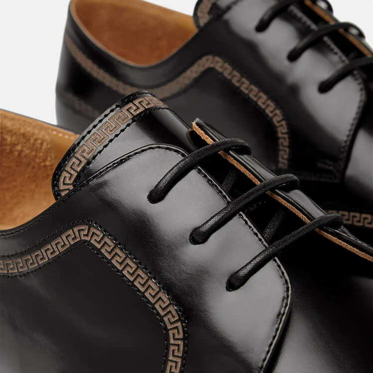 Giày Versace Greca Leather Lace Up Black 1000773-D9VAC-1B000 - Ảnh 2