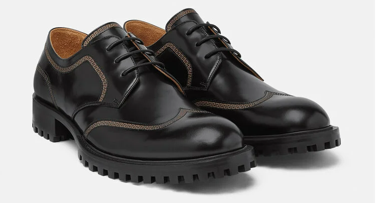 Giày Versace Greca Leather Lace Up Black 1000773-D9VAC-1B000 - Ảnh 5