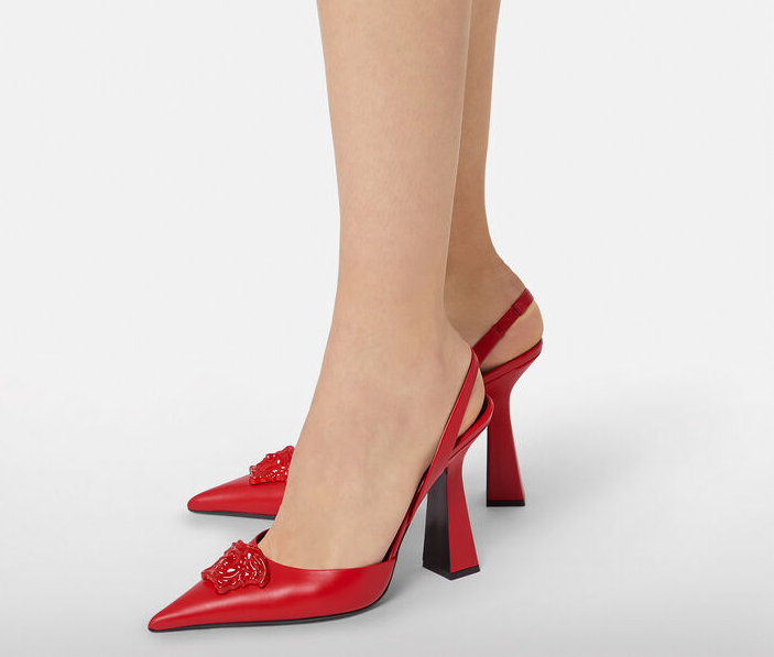 Giày Versace LA Medusa Satin Sling-Back Pumps 1001207-DVT2P-1R260 - Ảnh 4