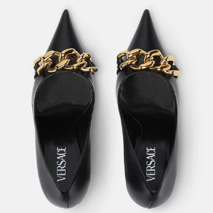 Giày Versace Medusa Chain Pumps 1003733-DVT2P-1B00V - Ảnh 2