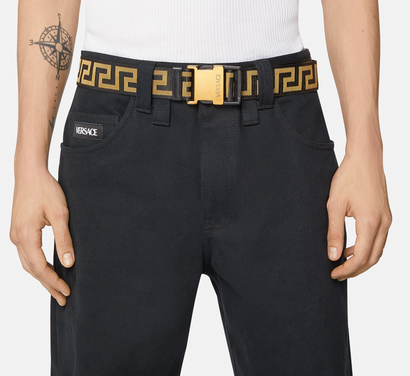 Thắt Lưng Versace Greca Ribbon Belt Black Gold DCU8577-DNAS68-2B15V - Ảnh 2