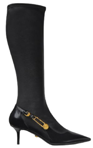 Giày Versace Safety Pin Leather Knee-High Boots DST475H-DNA28-D41OH